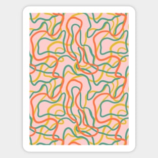 Abstract curvy lines pattern in pink Sticker